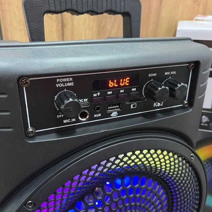 Велика блютуз колонка з мікрофоном і ЛЕД підсвіткою, bluetooth колонка