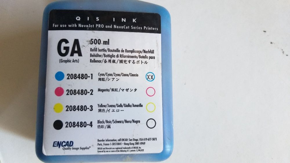 Tinta Cyan e preta + tinteiros para impressora/ploter Encad64729519265155123