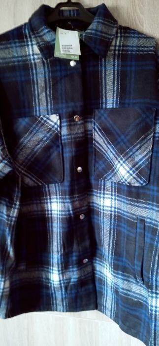 Nowa kurtka koszulowa krata H&M M krata wełna