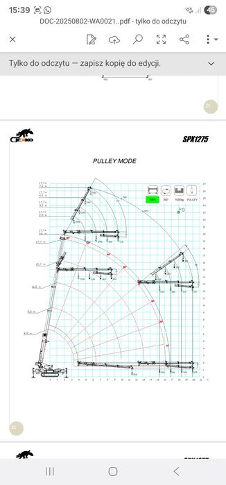 Mini żuraw JEKKO SPX 1275 usługi dźwigowe