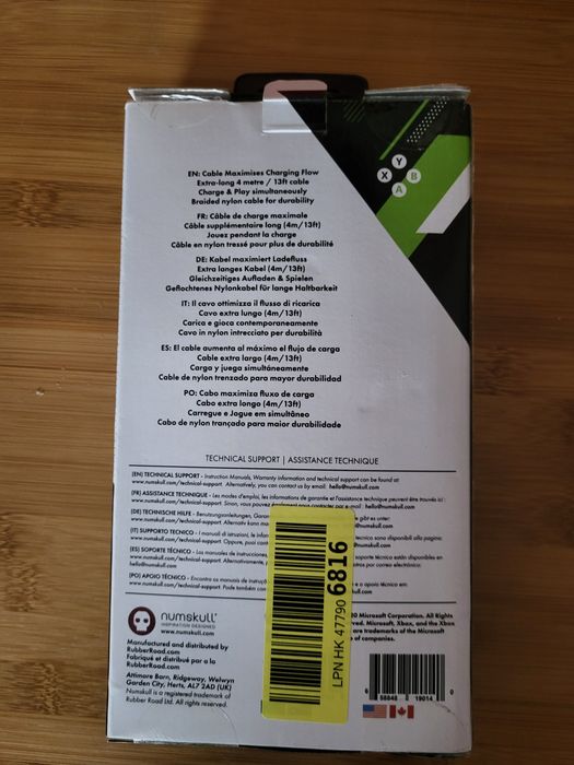 Numskull Oficjalny nylonowy kabel do ładowania Xbox One Micro USB 4 m
