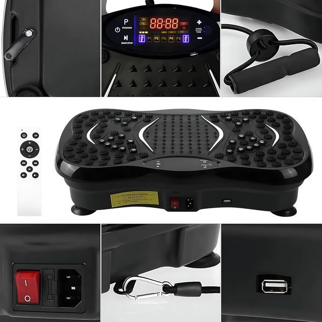 Віброплатформа для схуднення та тренувань з пультом і еспандерами 200w