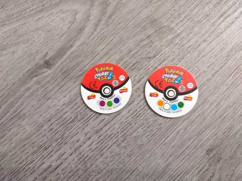 Conjunto Tazos Pokémon série sticker.  São 2 Tazos da série sticker.