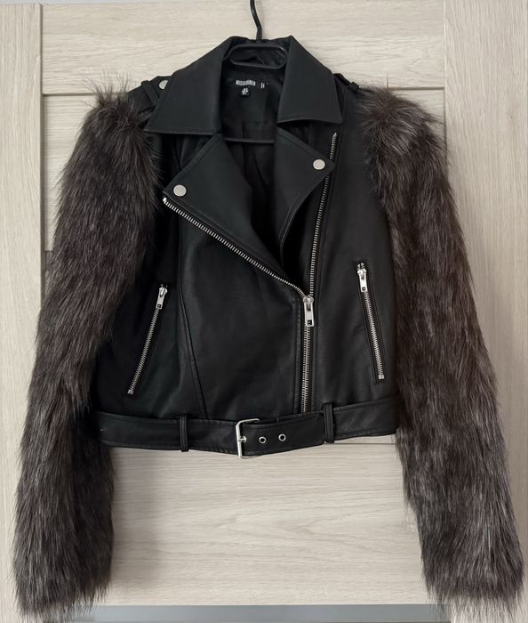 Nowa kurtka skórzana z futerkiem XS missguided