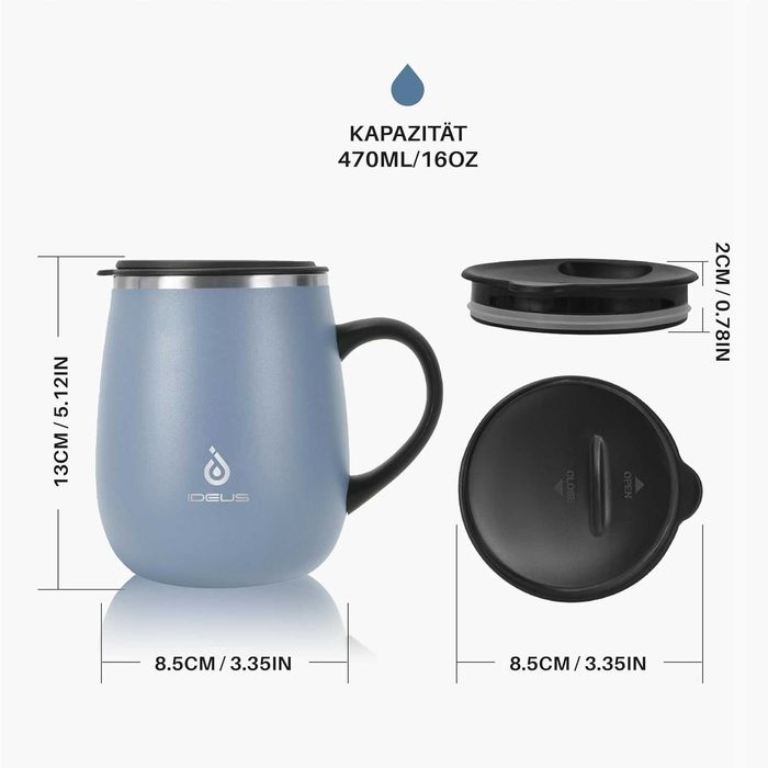 Kubek termiczny 470 ml do kawy herbaty termos próżniowy