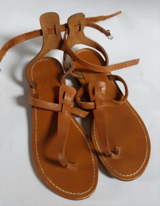 Skorzane sandalki japonki ZARA 36 camel 23,5cm