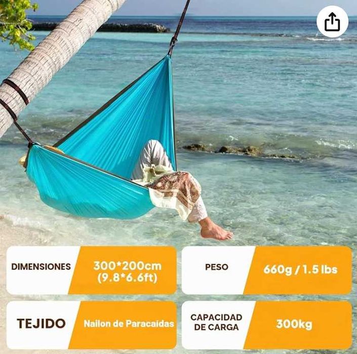 Rede de Descanso  XL 300 × 200 cm NOVA Ultra leve -  Camping Hammock