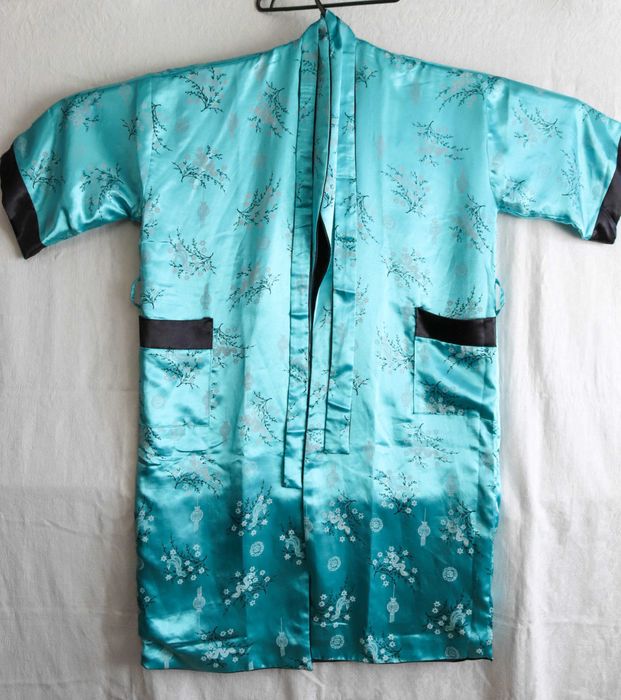 Халат двостороннє японське кімоно довге сакура дракон з поясом XL