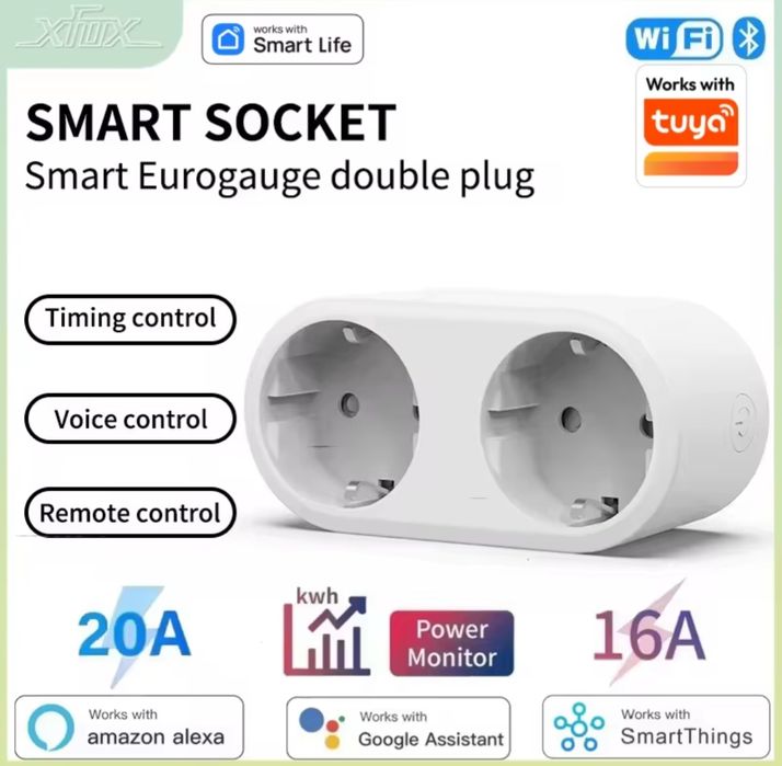 Розумна розетка 20А. Wi-Fi розетка 20 A. Лічильник спожитої електрики