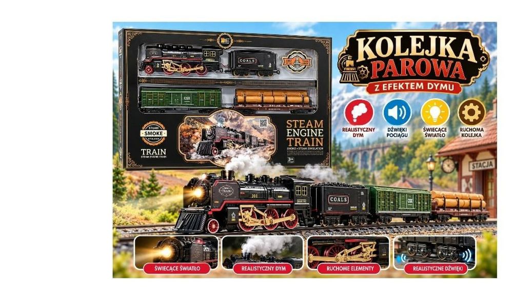 Kolejka pociąg ze światłem i dźwiękiem pudełko,550x380 mm