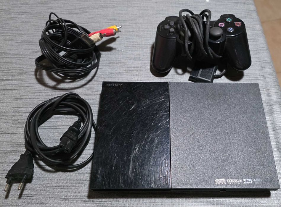 Consola PlayStation 2 Slim (PS2) + Comando Original + Cabos