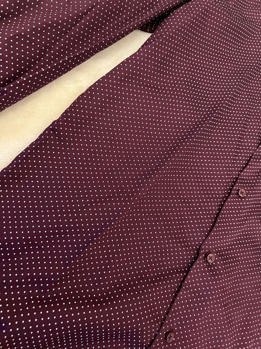 Męska bordowa koszula w kropki | Kubenz | Slim Fit | 164/170 (39/40)