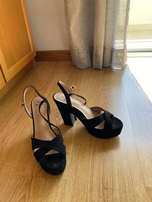 Sandálias de salto alto pretas Seaside
