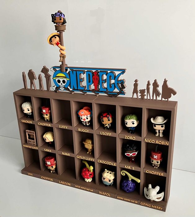 Brązowy Ekspozytor Półka Stojak na figurki ONE PIECE z Kinder Joy