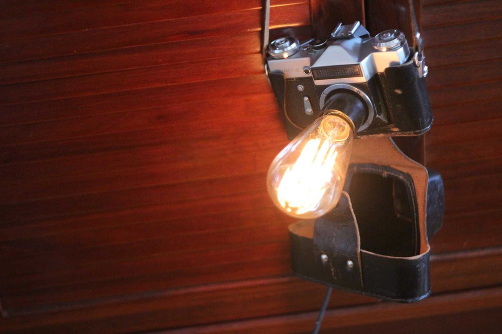 Светильник Из Фотоаппарата Зенит СССР. С Лампой Эдисона.