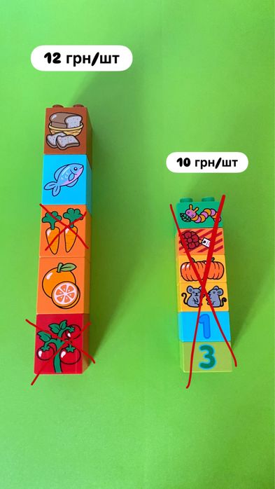 Деталі, кубики по штучно Лего Дупло (оригінал Lego duplo)