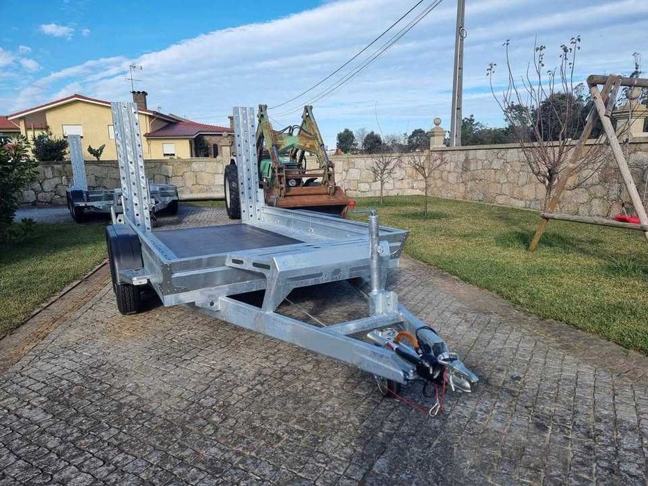 Atrelado Reboque Porta Maquinas galvanizado de 2 Eixos 3500 kg Novo