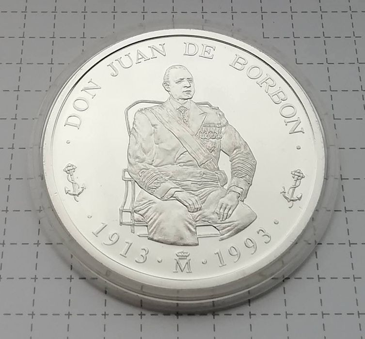 Іспанія 5 екю 1993р. Дон Хуан де Бурбон. СРІБЛО. ПРУФ.