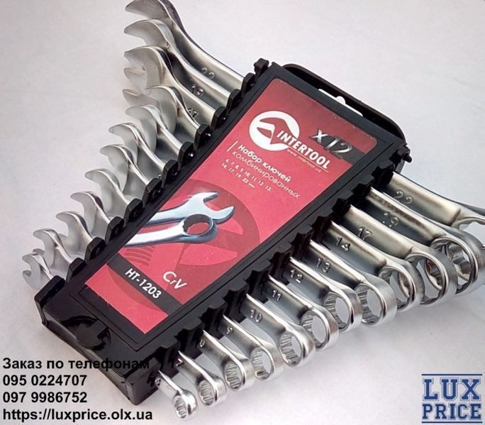 Набір ключів комбінованих гайкових ключів Intertool 12ед HT-1203