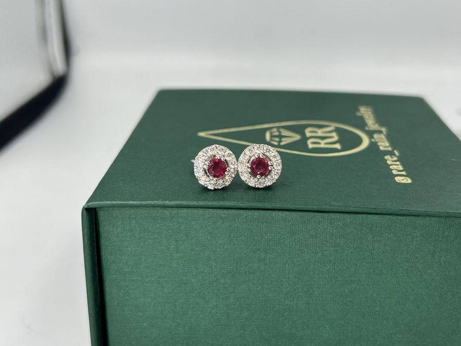 Серьги с изумрудом или рубином с бриллиантами золото 585
