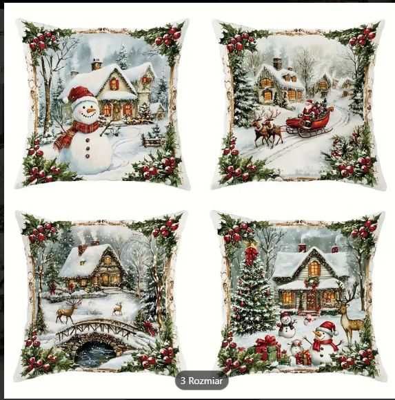 2 sztuki komplet poszewek światecznych z zamkami 45x45 cm