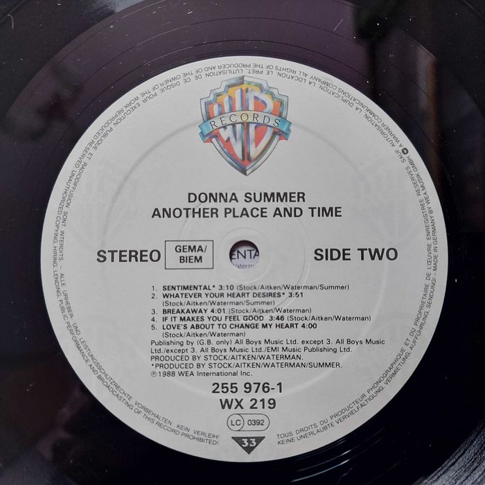 Donna Summer  Another Place And Time  1989  EU (M-/M) 1P + inne tytuły