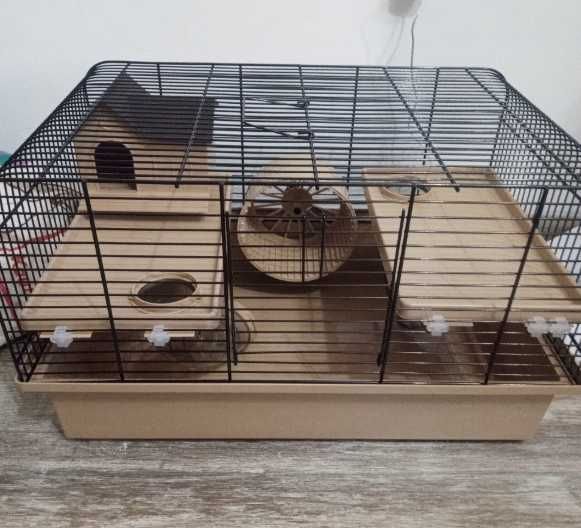 KLATKA domek dla chomika myszki gryzoni tunele piętra karuzela