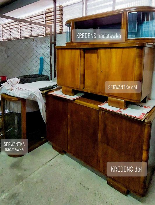 Meble kredens z nadstawką lata 50/60 PRL