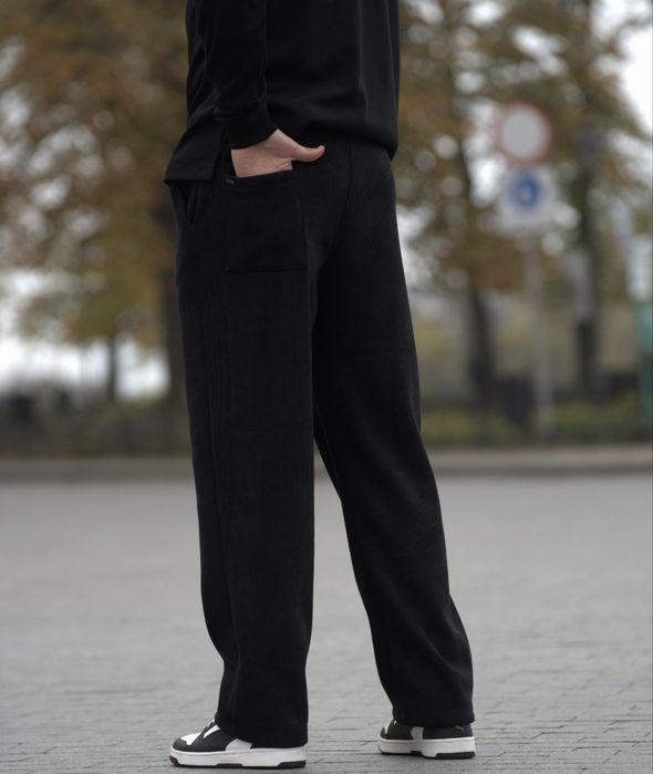 Штаны мужские теплые вельветовые прямые брюки ELMA - STORE черные XL