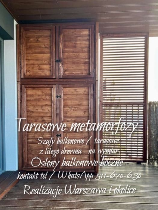 Szafa balkonowa / tarasowa, lite drewno, zewnętrzna