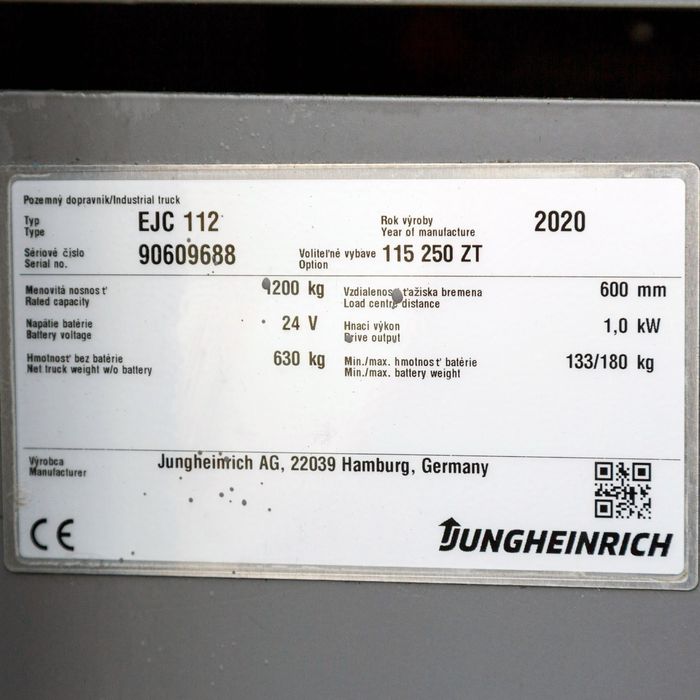 Електричний Штабелер Jungheinrich EJC 112 250ZZ 2020
