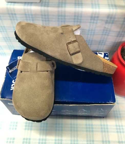 BIRKENSTOCK Boston BS Taupe Suede Leather R.41