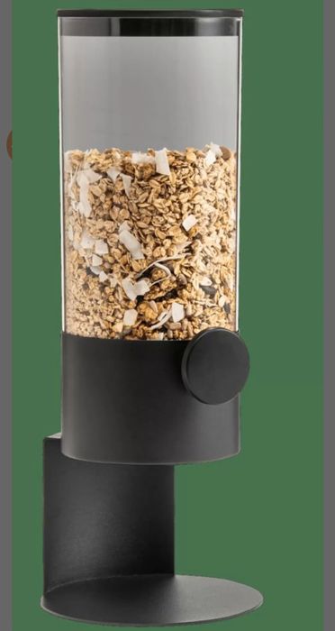 Dispensador de cereais em metal preto
