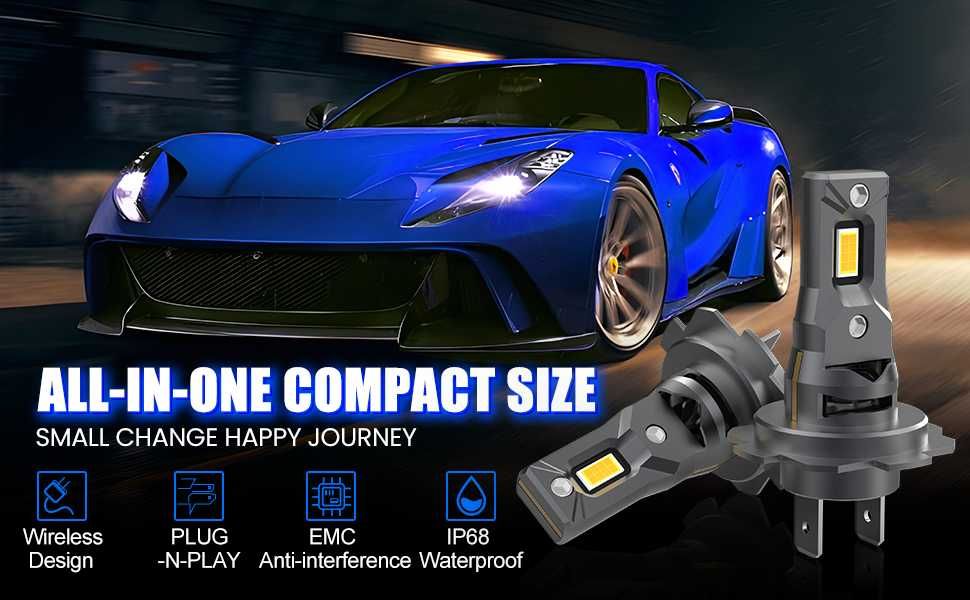 Lâmpadas H7 LED de carro e moto, 28000LM