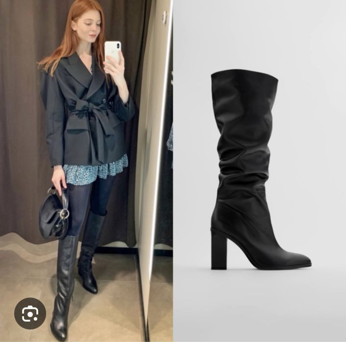 Сапоги шкіряні ZARA