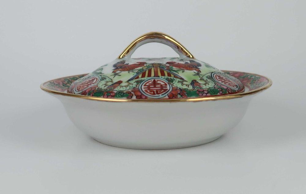 Manteigueira porcelana da China - Galos