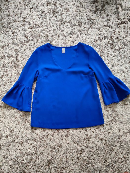 Bluzka H&M kolor niebieski kobaltowym rozmiar 34/36