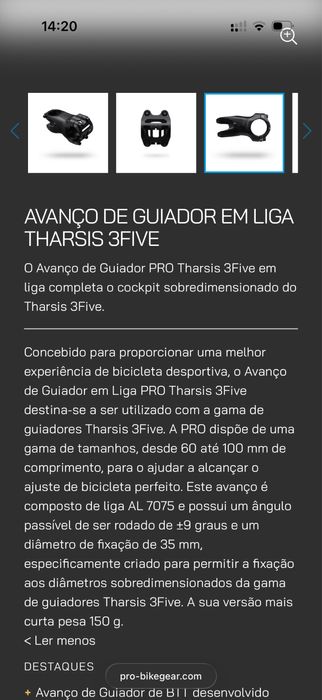 Avanço de guiador em liga THARSIS 3FIVE, 90mm