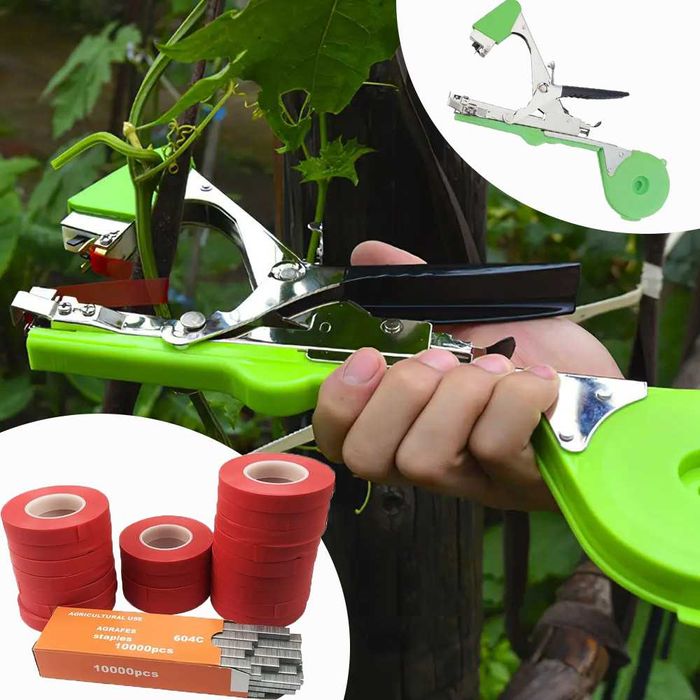 Степлер садовый для подвязки растений + скобы 10000 шт + лента 10 шт