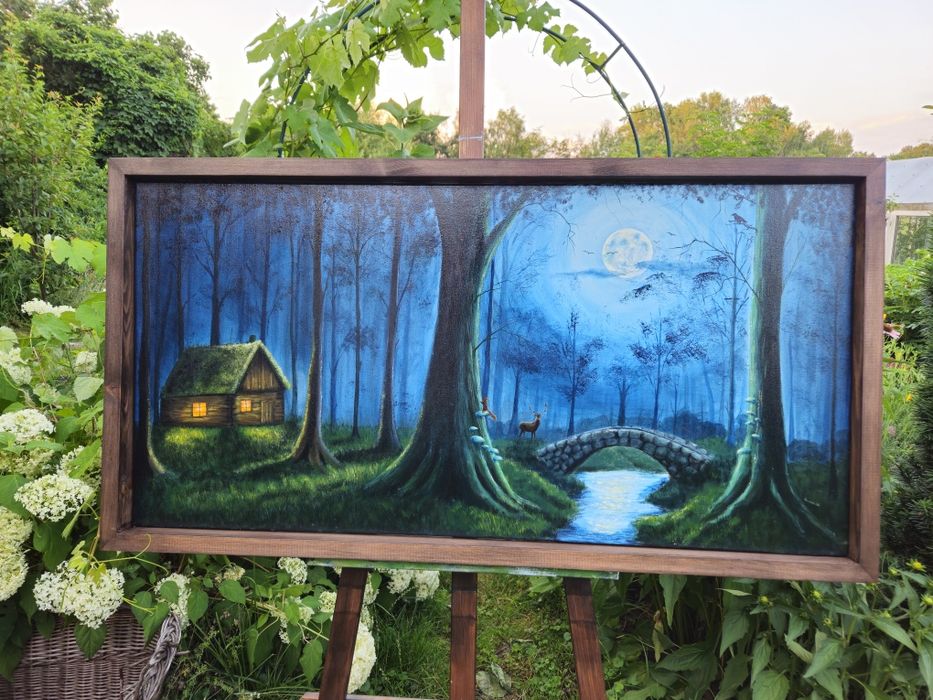 Obraz magiczny las w księżycową noc 120x60