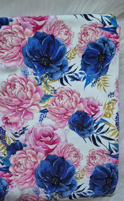 Dresówka pętelka kwiaty bawełna elastan szycie