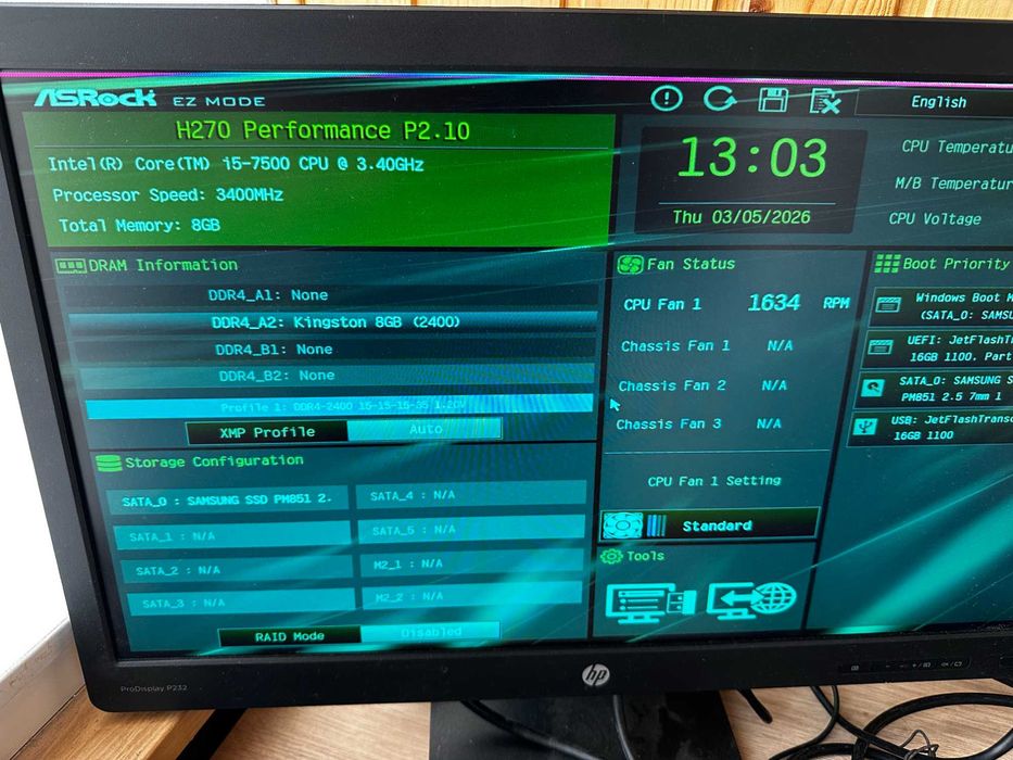Комплект Asrock Z270-Performance s1151 + Процесор i5 7500