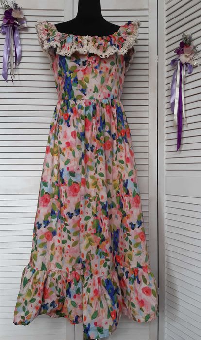 Платье миди в французком стиле в цветочный принт number nine july