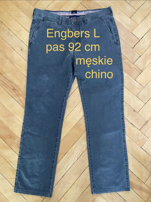 Engbers rozm L męskie spodnie chino chinosy szare eleganckie Vintage