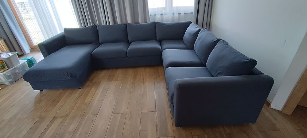Sofa narożna Vimle granatowa 5 os