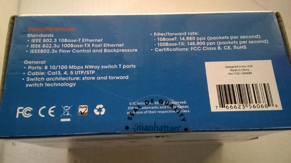 Manhattan/Intracom 8-Port Fast Ethernet Switch64550279316355122