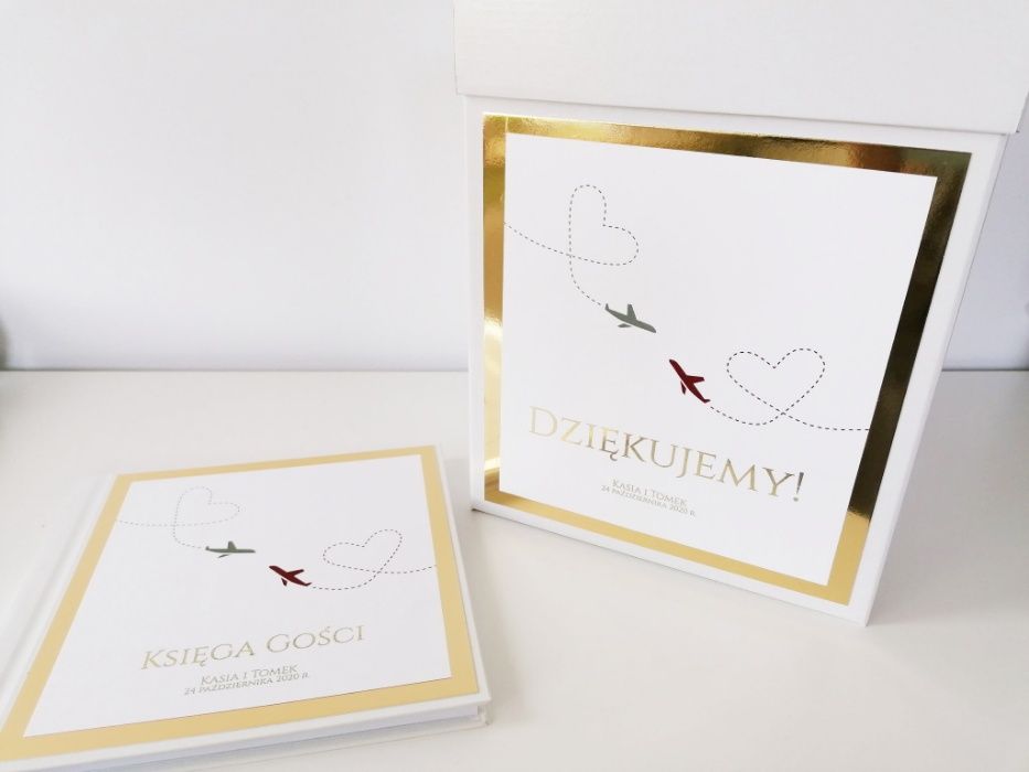 Pudełko na koperty weselne z motywem podróży