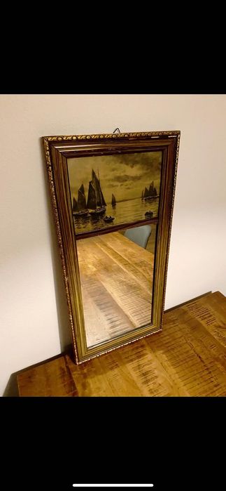 Starocie Stare, antyczne lustro w ramie z obrazem