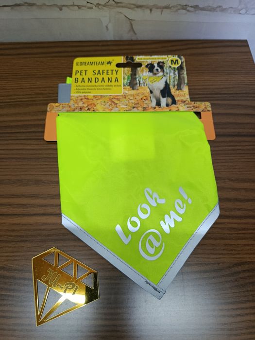 ODBLASKOWA NEONOWA BANDANA bezpieczeństwa DLA PSA - rozm M 44-53 cm