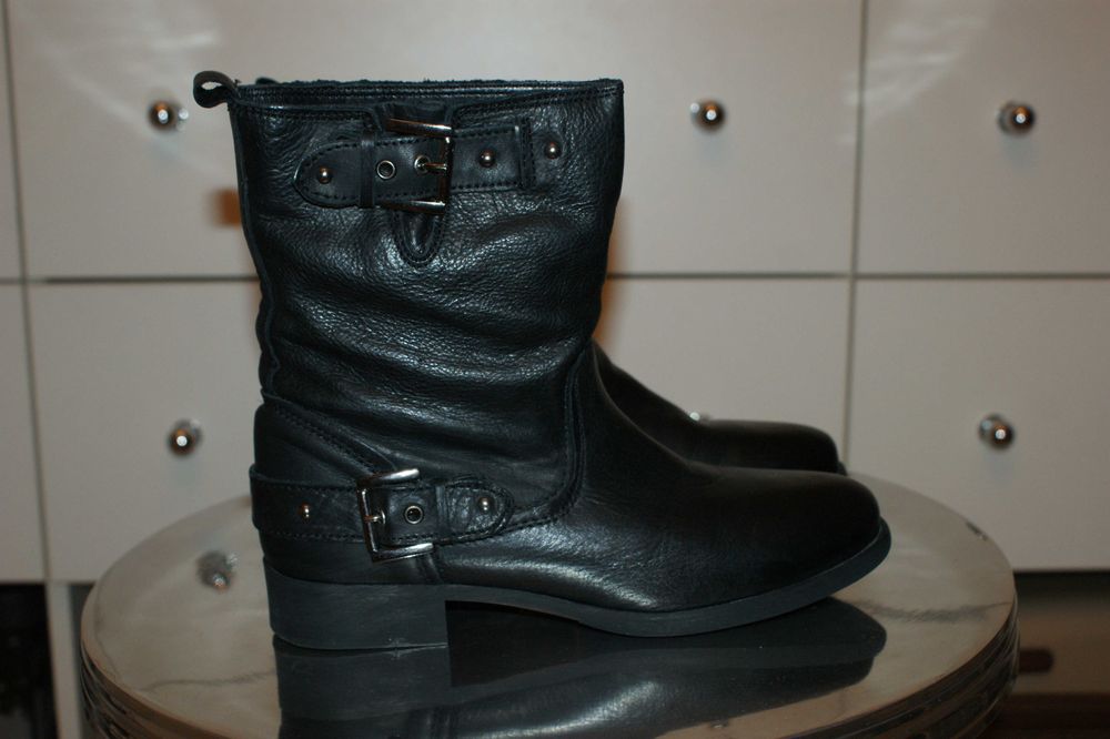 Kozaki biker czarne 36 botki boots Zara skóra naturalna półkozaki buty